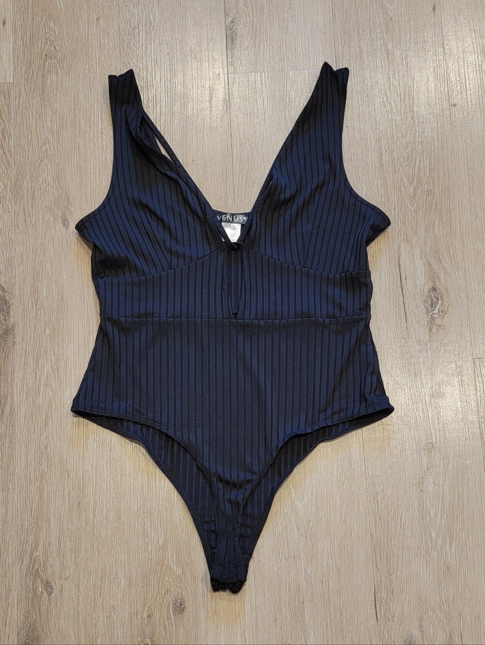 Venus black ribbed bodysuit